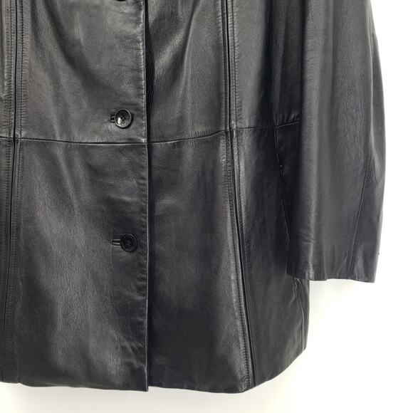 Wilsons Leather Vintage 90s Y2K Genuine Leather Button Down Jacket 2X Black - Picture 5 of 9